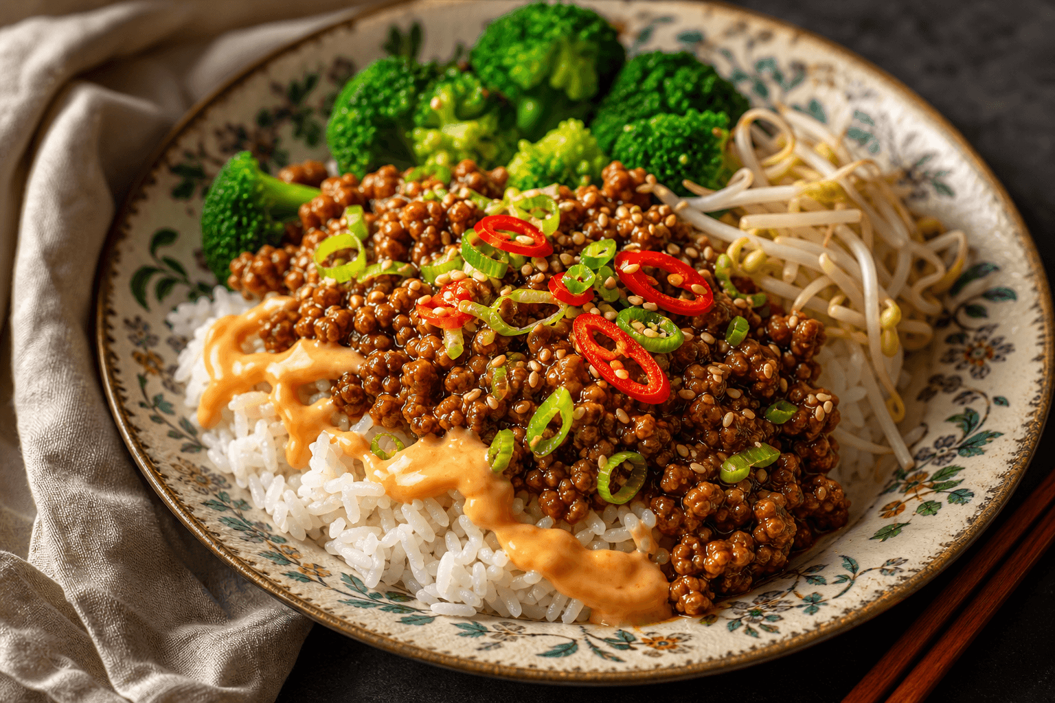 Koreansk köttfärssås med ris
