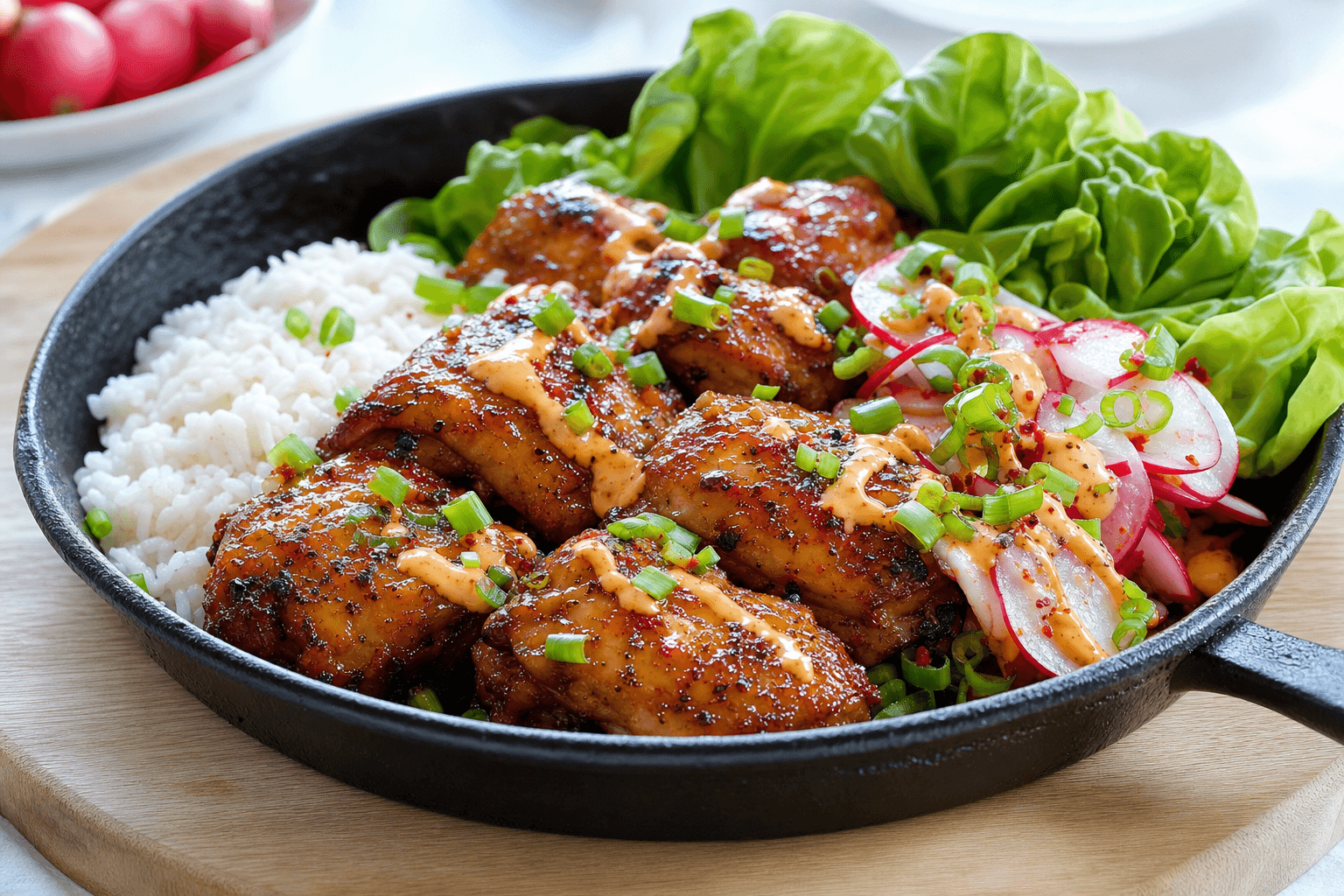 kycklingbulgogi med rädissallad och chiliaioli