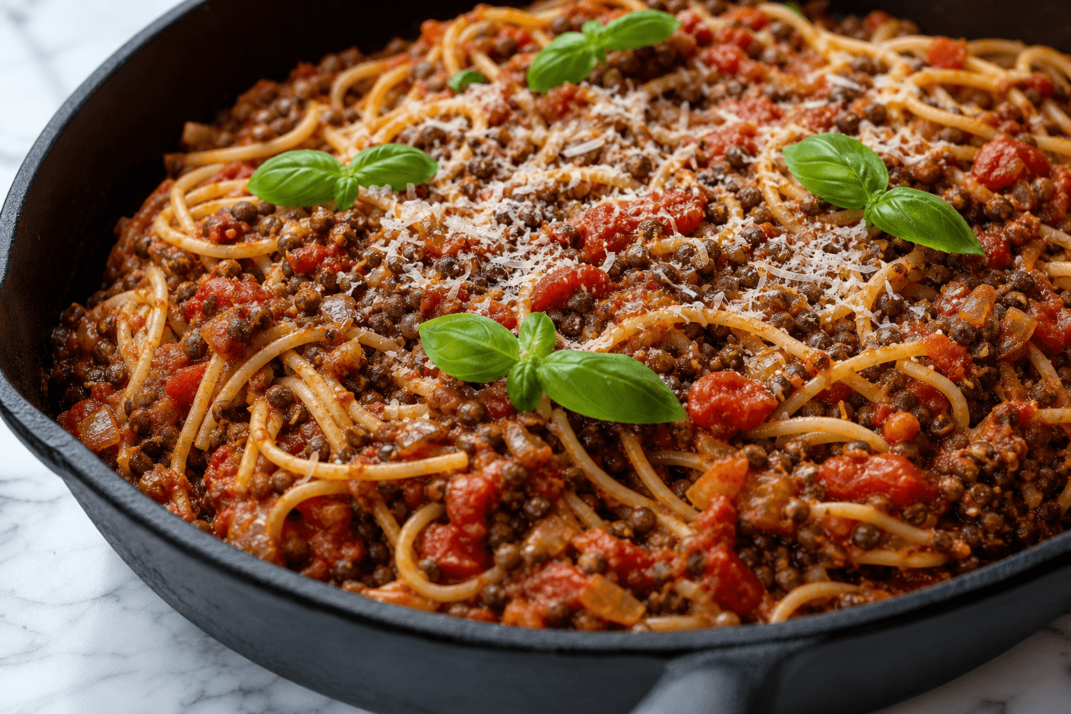 Spagetti bolognese med belugalinser